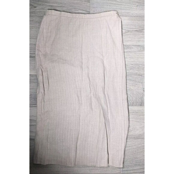 Eileen Fisher Undyed Natural Linen Wrap Midi Skirt Large Beige - Picture 1 of 6
